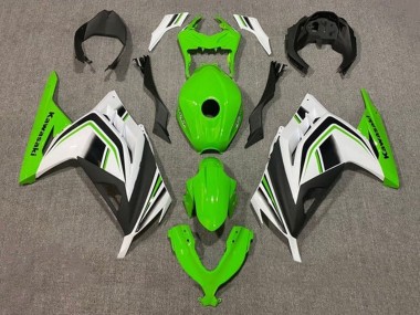 2013-2024 Kawasaki EX300 Motorcycle Fairings - Green White Black Stripe UK