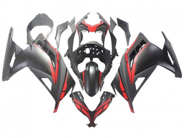 2013-2024 Kawasaki EX300 Motorcycle Fairing - Matte Black Red UK