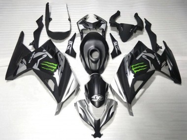 2013-2024 Kawasaki EX300 Motorcycle Fairings - Matte Black Silver Green Monster UK