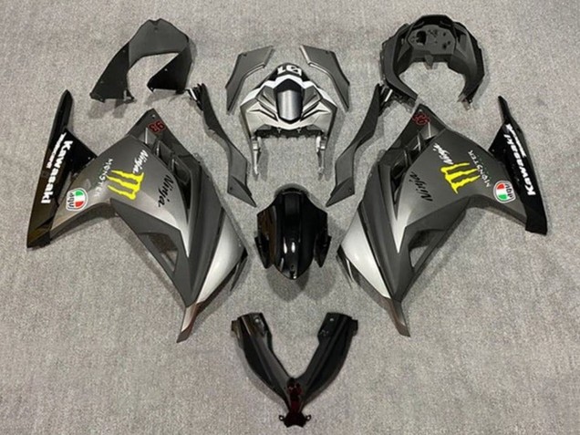 2013-2024 Kawasaki EX300 Motorcycle Fairings - Matte Grey Black Yellow Monster UK