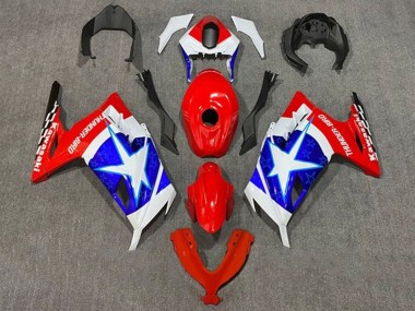 2013-2024 Kawasaki EX300 Motorcycle Fairings - White Red Blue Star Captain America UK