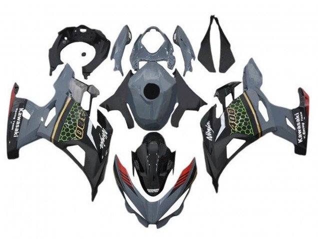 2018-2024 Kawasaki Ninja 400 Motorcycle Fairings - Grey Black Red Honeycomb UK