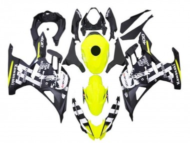2018-2024 Kawasaki Ninja 400 Motorcycle Fairings - Yellow Black White Skull UK