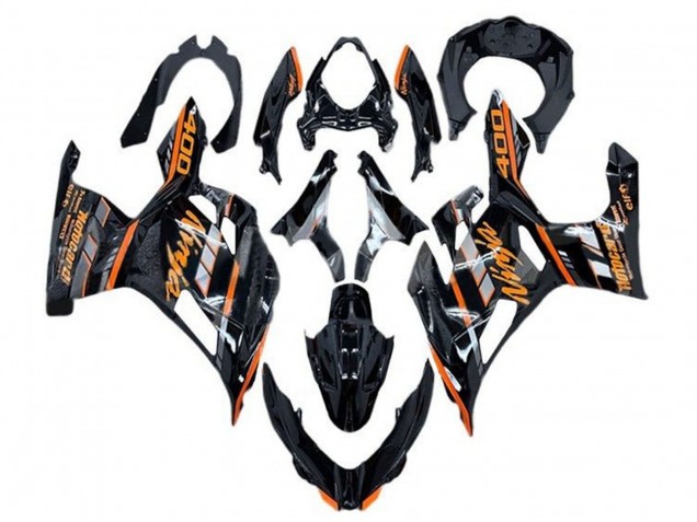 2018-2024 Kawasaki Ninja 400 Motorcycle Fairings - Glossy Black Orange Grey UK