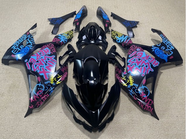 2018-2024 Kawasaki Ninja 400 Motorcycle Fairings - Black Blue Jinx UK