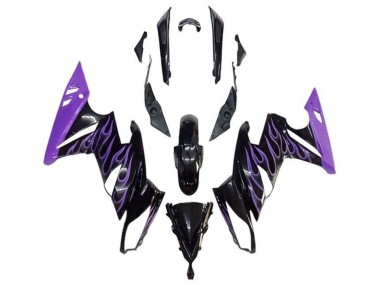 2009-2011 Kawasaki Ninja 650 EX650 Motorcycle Fairings - Glossy Black Purple Flame UK
