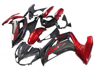 2012-2016 Kawasaki Ninja 650 EX650 Motorcycle Fairings - Red Black Faux Carbon Fiber UK