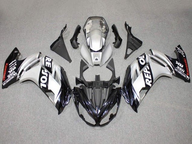 2012-2016 Kawasaki Ninja 650 EX650 Motorcycle Fairings - Silver Black Repsol UK