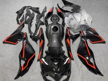 2019-2025 Kawasaki ZX25R ZX-25R Motorcycle Fairings - Black Faux Carbon Fiber Red UK
