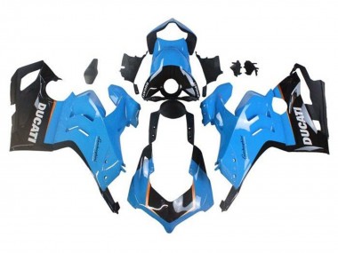 2020-2021 Ducati Panigale V4 V4S Motorcycle Fairings - Light Blue Orange Glossy Black UK