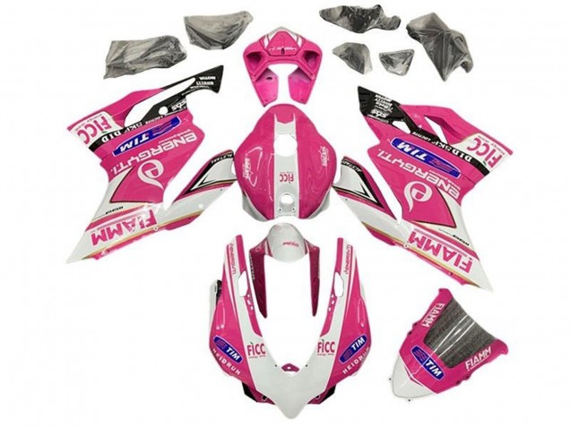 2011-2014 Ducati Panigale 899/1199 Motorcycle Fairings - Pink White Glossy Black Fiamm UK