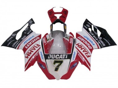 2011-2014 Ducati Panigale 1199 Motorcycle Fairings - White Red Glossy Black Fiamm Tim 7 UK