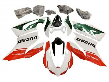 2011-2014 Ducati Panigale 899 Motorcycle Fairings - White Green Red Stripe UK