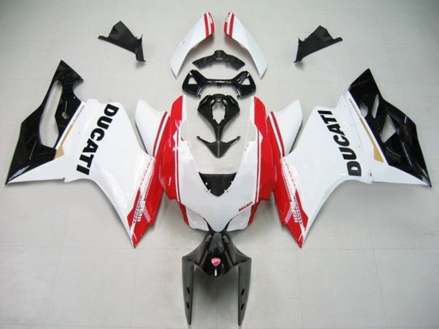 2011-2014 Ducati Panigale 1199 Motorcycle Fairings - White Red Glossy Black Stripe UK