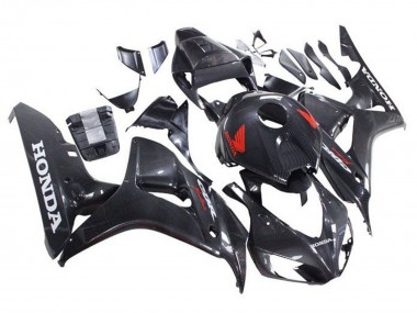 2006-2007 Honda CBR1000RR Motorcycle Fairings - Faux Carbon Fiber Red White UK