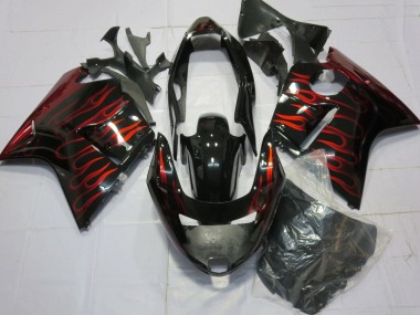 1996-2007 Honda CBR1100XX Blackbird Motorcycle Fairings - Glossy Black Red Flame UK
