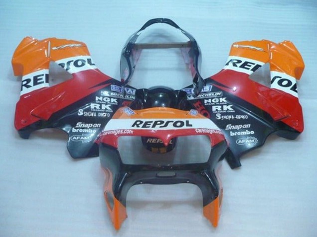1998-2001 Honda VFR 800 Motorcycle Fairings - Orange White Red Black Repsol UK