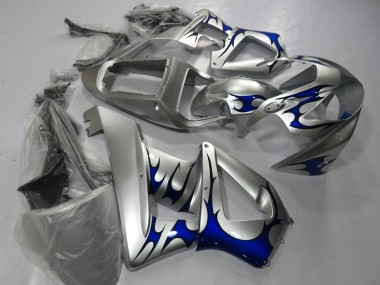 2000-2001 Honda CBR900RR 929 Motorcycle Fairings - Silver Blue Tribal UK