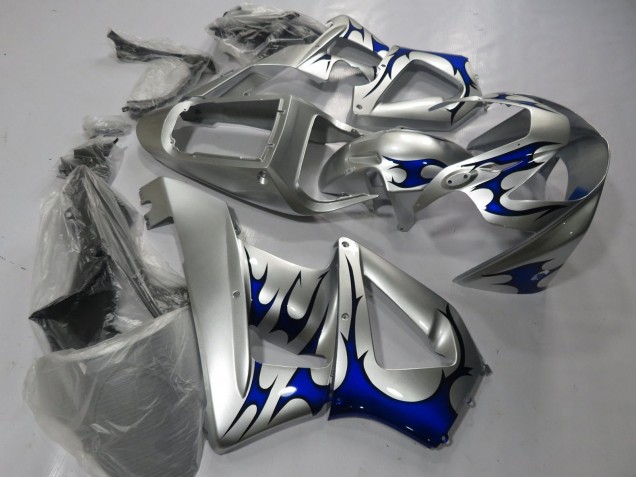 2000-2001 Honda CBR900RR 929 Motorcycle Fairings - Silver Blue Tribal UK