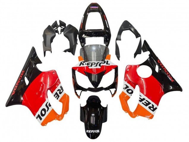 2001-2003 Honda CBR600 F4i Motorcycle Fairing - Orange White Red Glossy Black Repsol UK