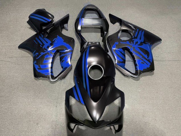 2001-2003 Honda CBR600 F4i Motorcycle Fairings - Blue Matte Black Skull UK