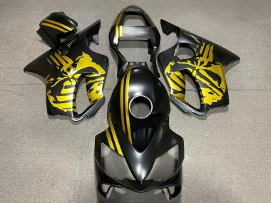 2001-2003 Honda CBR600 F4i Motorcycle Fairings - Gold Matte Black Skull UK