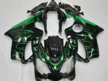 2004-2007 Honda CBR600 F4i Motorcycle Fairings - Glossy Black Green Flame UK