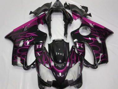 2004-2007 Honda CBR600 F4i Motorcycle Fairings - Glossy Black Pink Flame UK