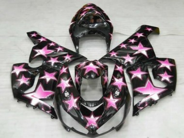 2005-2006 Kawasaki ZX6R Motorcycle Fairings - Black Pink Star UK