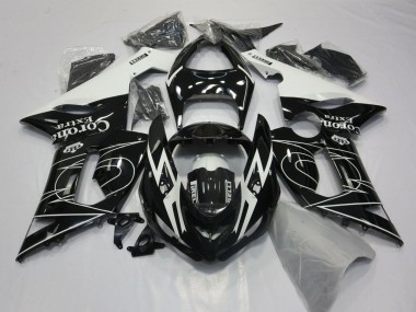 2005-2006 Kawasaki ZX6R Motorcycle Fairings - Glossy Black White Corona Extra Tribal UK