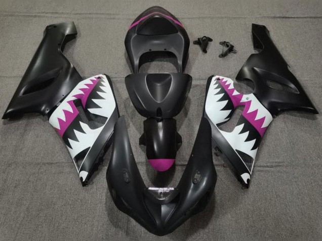 2005-2006 Kawasaki ZX6R Motorcycle Fairings - Matte Black White Pink Shark UK