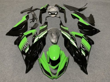 2013-2018 Kawasaki ZX6R Motorcycle Fairings Kit - Green Glossy Black UK