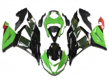 2013-2018 Kawasaki ZX6R Motorcycle Fairings - Green Black Red Honeycomb UK