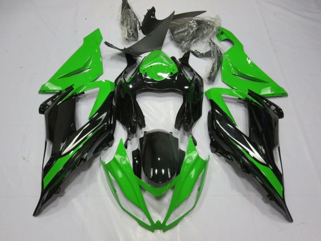 2013-2018 Kawasaki ZX6R Motorcycle Fairing - Green Glossy Black UK