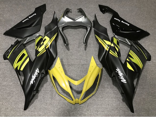 2013-2018 Kawasaki ZX6R Motorcycle Fairings - Matte Black Yellow UK