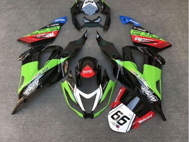 2013-2018 Kawasaki ZX6R Motorcycle Fairings - Green Black Red White Motocard 66 UK