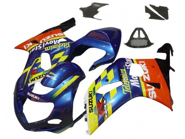 2000-2002 Suzuki GSXR1000 Motorcycle Fairings - Blue Yellow Red Telefonica Motul UK