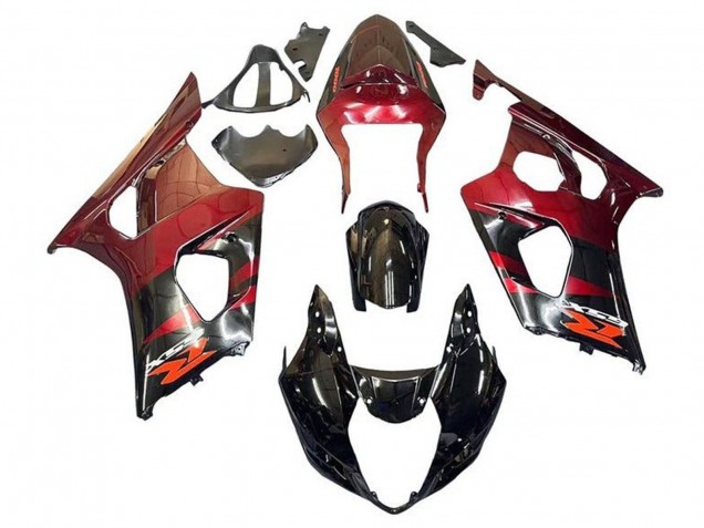2003-2004 Suzuki GSXR 1000 Motorcycle Fairings - Red Glossy Black UK