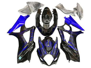 2005-2006 Suzuki GSXR 1000 Motorcycle Fairings - Black Blue Flame UK