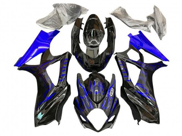 2005-2006 Suzuki GSXR 1000 Motorcycle Fairings - Black Blue Flame UK
