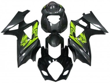 2005-2006 Suzuki GSXR 1000 Motorcycle Fairings - Black Grey Neon Yellow UK