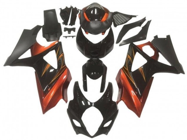 2005-2006 Suzuki GSXR 1000 Motorcycle Fairings - Glossy Black Matte Black Orange UK