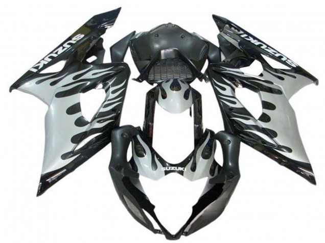 2005-2006 Suzuki GSXR 1000 Motorcycle Fairings - Black White Flame UK