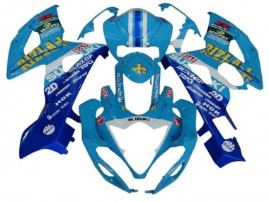 2005-2006 Suzuki GSXR 1000 Motorcycle Fairings - Blue White Stripe Rizla UK