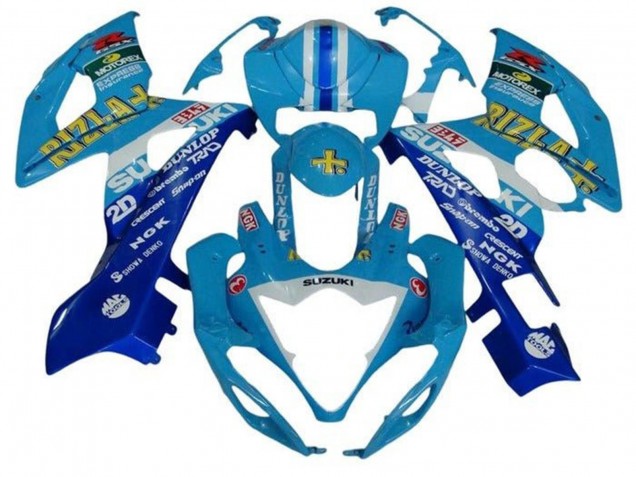 2005-2006 Suzuki GSXR 1000 Motorcycle Fairings - Blue White Stripe Rizla UK