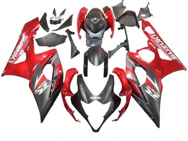 2005-2006 Suzuki GSXR 1000 Motorcycle Fairing - Matte Black Red UK