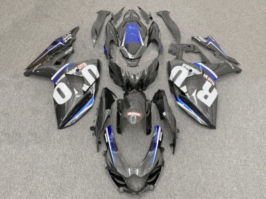 2017-2024 Suzuki GSXR1000 Motorcycle Fairings - Faux Carbon Fiber White Blue UK