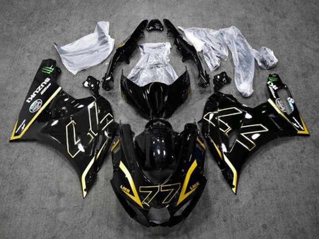 2017-2024 Suzuki GSXR1000 Motorcycle Fairings - Black Gold 77 UK
