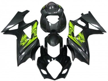 2007-2008 Suzuki GSXR 1000 Motorcycle Fairings - Black Neon Yellow UK
