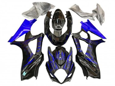 2007-2008 Suzuki GSXR 1000 Motorcycle Fairings - Black Blue Flame UK